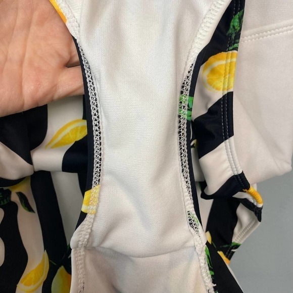 no Boundaries Lemons Black White Striped One Piece Swimsuit Juniors Large 11-13 - Picture 11 of 12